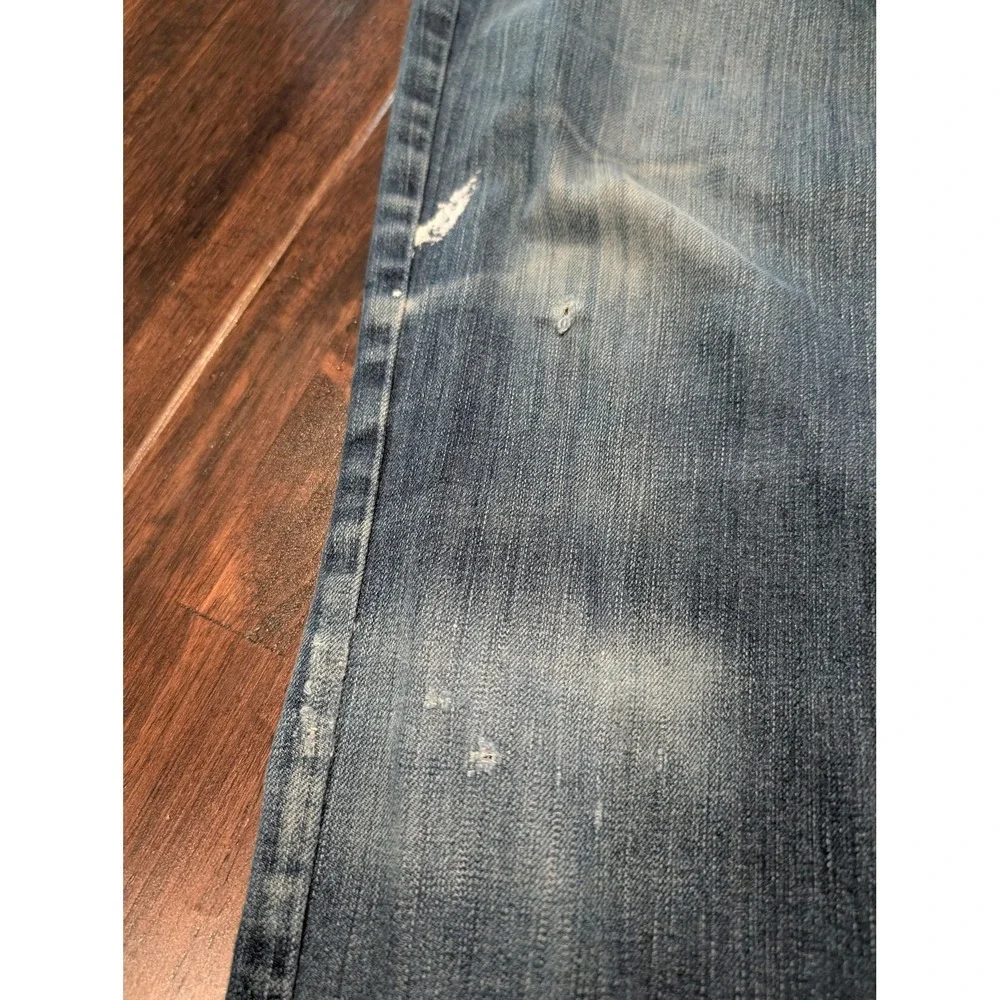 Carhartt Jeans Mens 34x34 Blue Rugged Flex Straight Leg Stretch Denim Paint - Picture 8 of 16